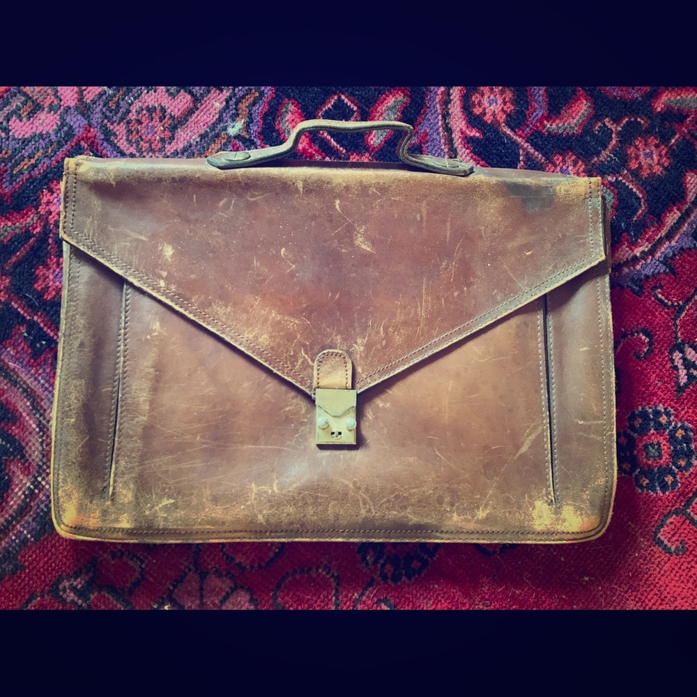 Vintage leather messenger bag